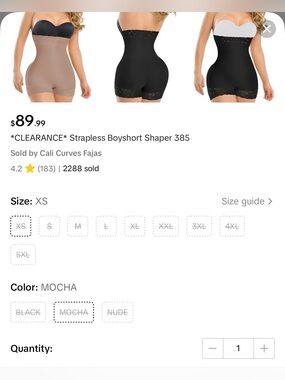 Cali Curves Strapless Boyshort Shaper 385